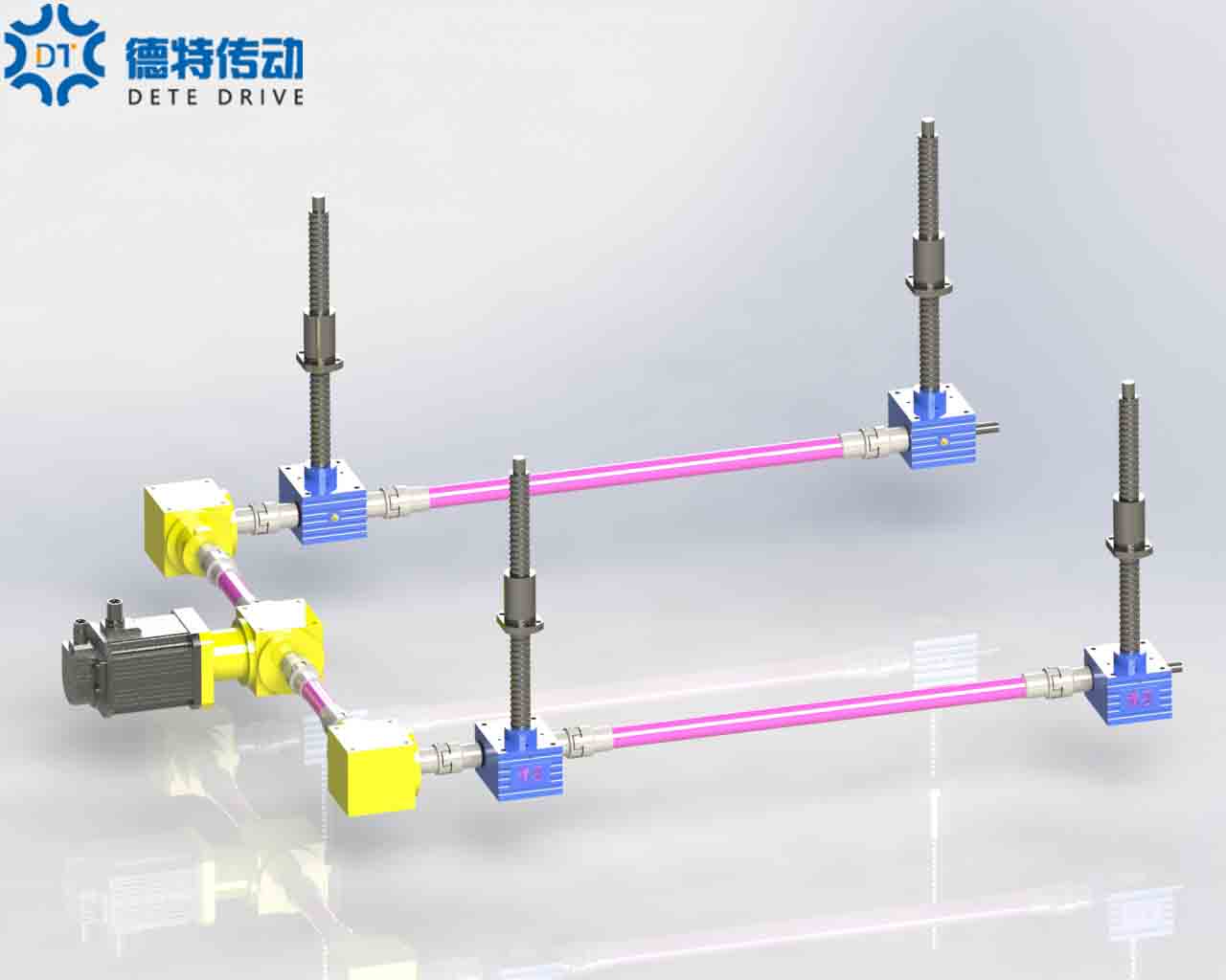 4臺聯(lián)動U型滾珠螺母移動絲桿升降機聯(lián)動平臺